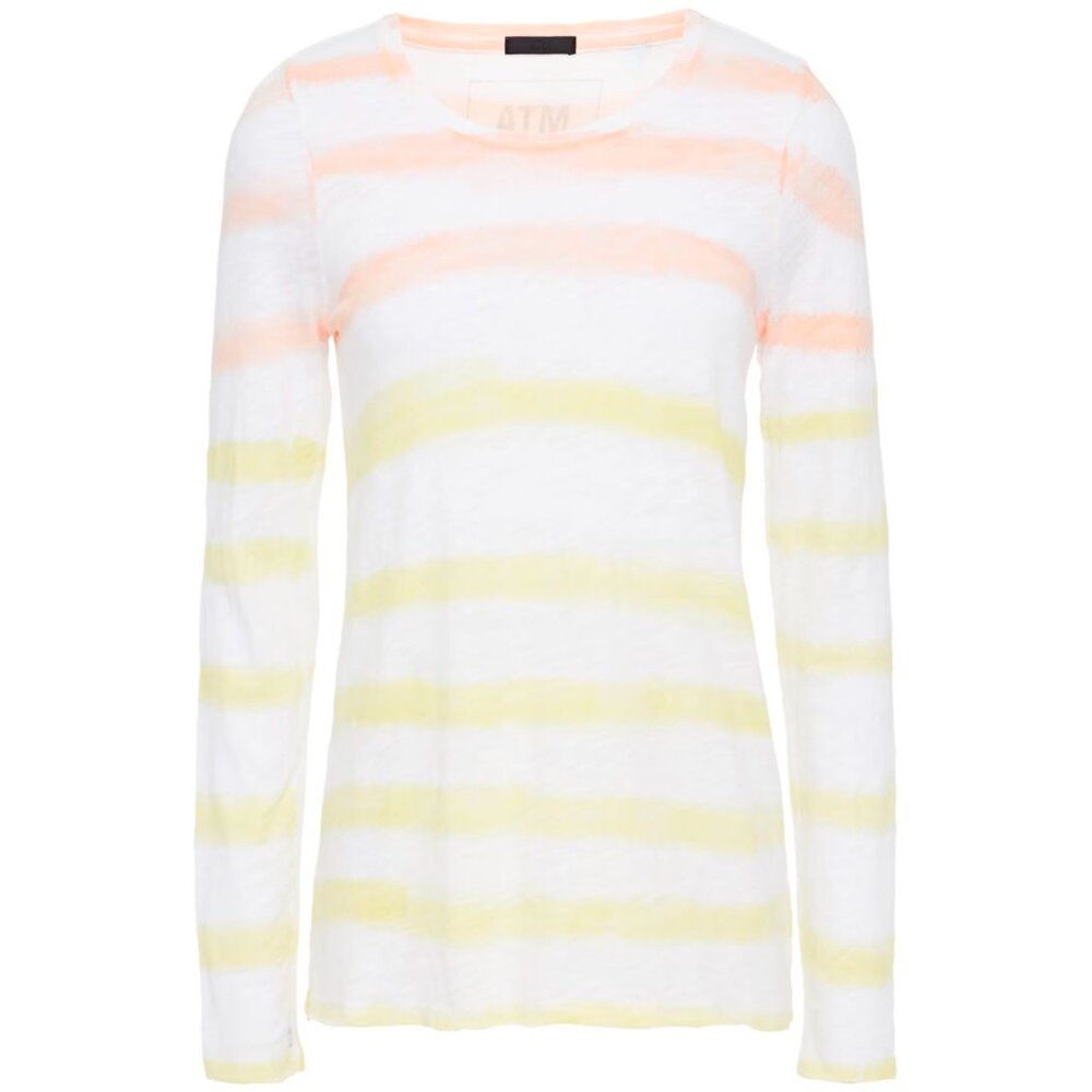 NWT WOMEN'S ATM ANTHONY THOMAS MELILLO SLUB JERSEY STRIPE L/S TEE TOP